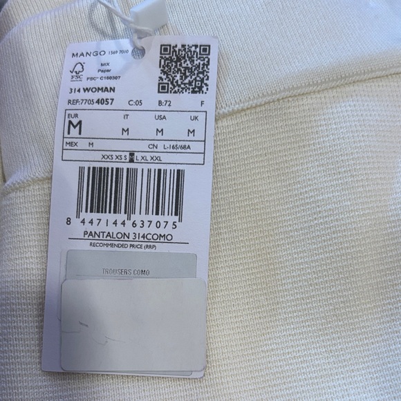 Mango Striped Knitted Cream Trousers, new with tags - Picture 8 of 8